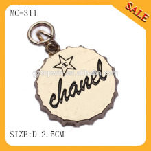 MC311 Engraved custom logo jewelry metal tag charm,cute metal charm logo to hang